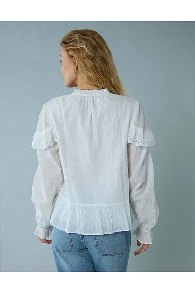 AMERICAN EAGLE Ae Long-sleeve Ruffle Peasant Blouse