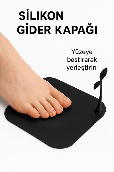 UGA İthalat Black Palm Model Silicone Anti-Bad Odor Removal Protective Anti-Clogging Hair Collector