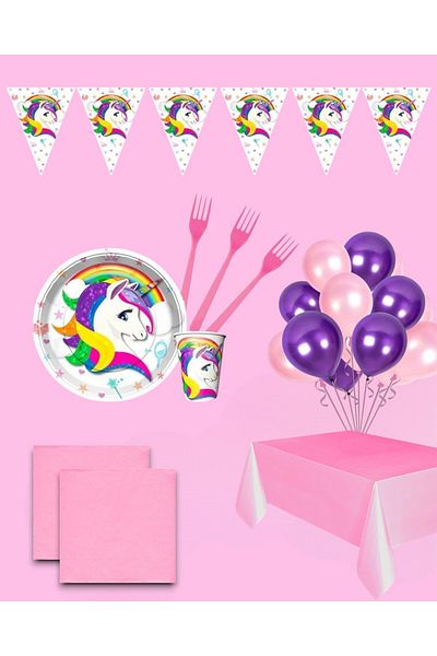 Evabrite Unicorn Set of 8 People Birthday Party Supplies