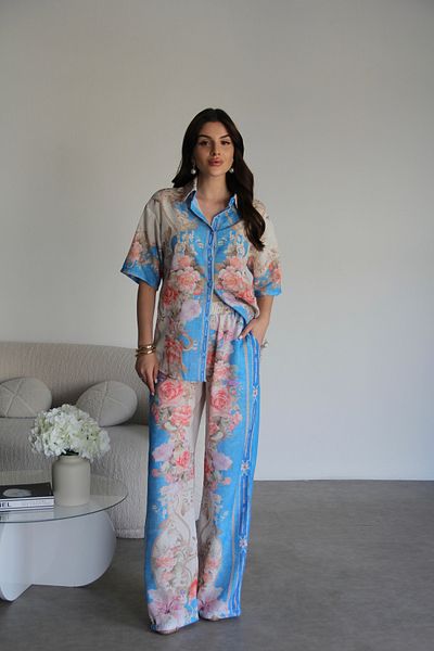 Julidress Cămașă cu model Pantaloni Partea de jos Set de lenjerie premium