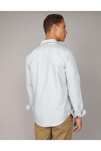 AMERICAN EAGLE AE Everyday Striped Oxford Button-Up Shirt