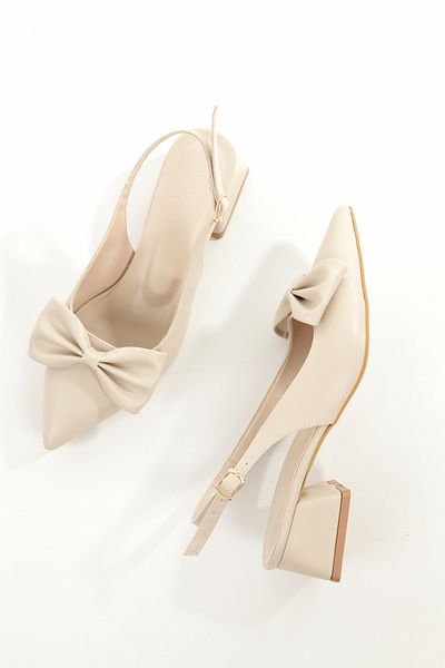 moun shoes Bowknot Pointed Toe Short Heel Daily Ballerina Women's Heeled Shoes