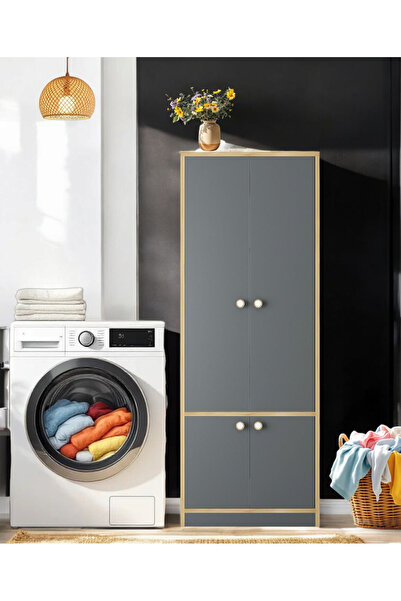 FLORADESİGN Niva Çok Amaçlı Mutfak -banyo-kiler Dolabı / 4 Kapaklı Dolap / 7 ...