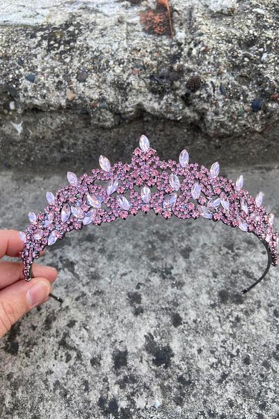 Hobigram Clara Pink Bridal Henna Crown Special Occasion Accessory Women's Crown Hair Accessory – Bridal Accessory, Stylish Design