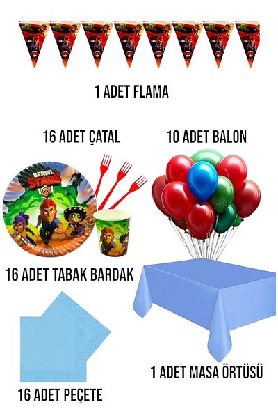 Evabrite Brawl Stars Set for 16 People Birthday Party Supplies