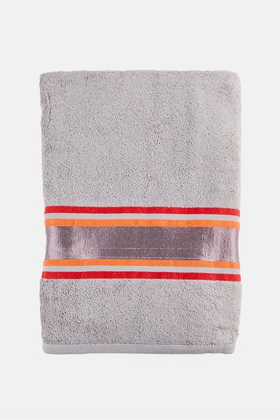 Nautica Super Soft Brand Logo Bath Towel, Grey