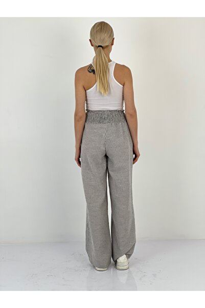 Miss Poem Women's Elastic Waist Navy Blue Trousers