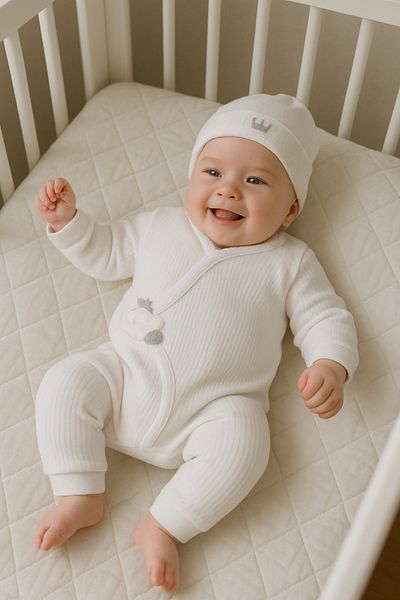 Cherub Baby Twill Double Breasted Bird Embroidered Baby Girl Jumpsuit