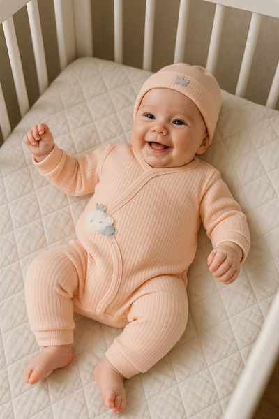 Cherub Baby Fitilli Kumaş Kruvaze Kuş Nakışlı Kız Bebek Tulum