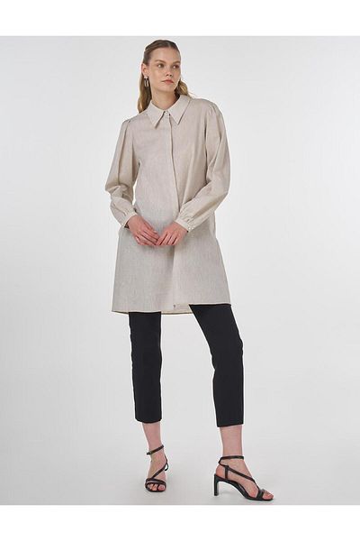 Kayra Patterned Cotton Tunic Beige