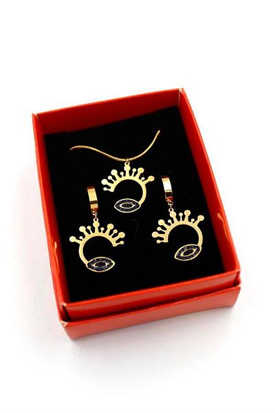 Angoravi Eye Set Necklace - Gold Pink Style