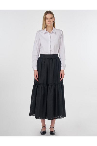 Kayra Fusta cu volane cu modele florale neagra