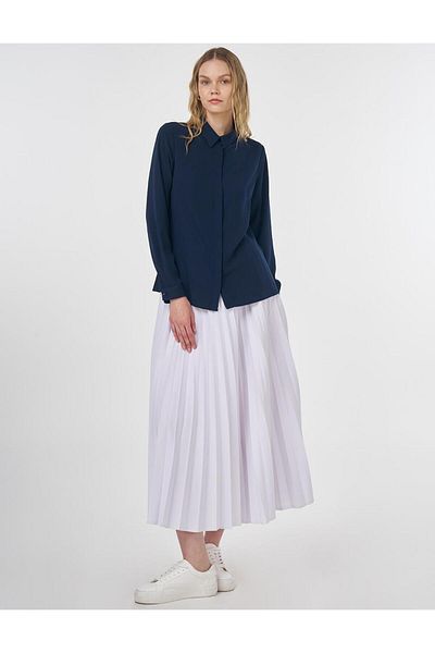 Kayra Patı Hidden Blouse Navy Blue