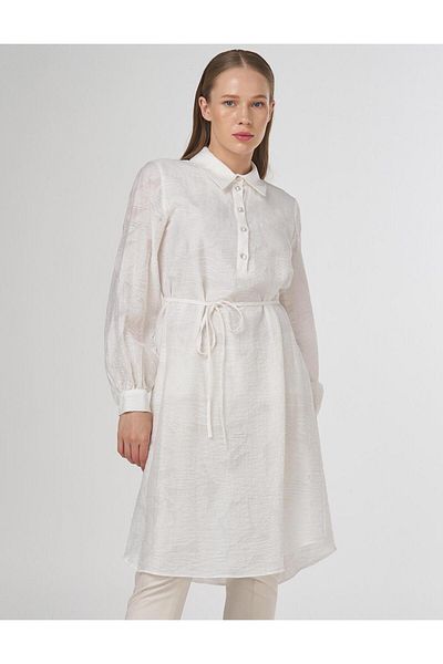 KYR Lace-Up Viscose Tunic Optical White
