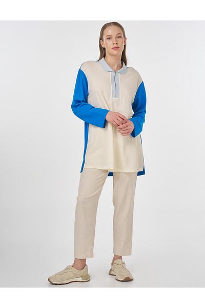 KYR Φούτερ Polo Neck Rayon Μπλε κοβαλτίου