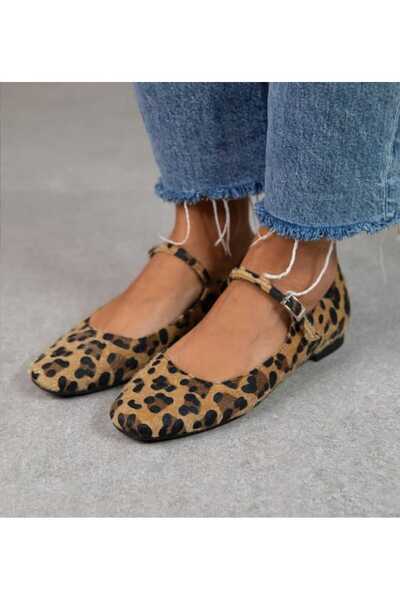 DAD WOLF Leopard Suede Stylish Daily Orthopedic Sole Women's Ballerinas