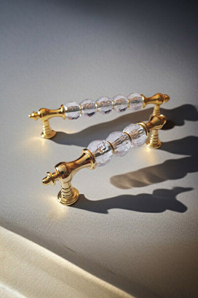 Dizaynhouse Mâner modern cu design din cristal auriu de 96 mm, mâner elegant pentru dormitor pentru dulap și sertar