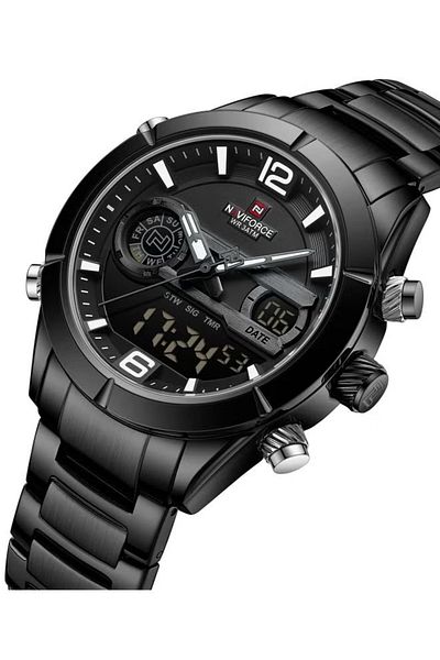 Naviforce Design Men's Watches Top Luxury LCD Display Chronograph Quartz Wristwatches