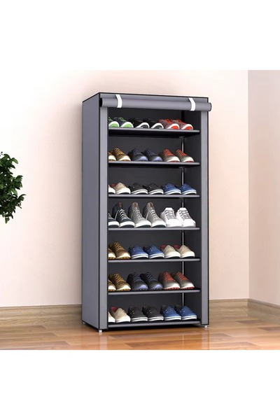 rexa منظم أحذية بسبع طبقات - رف أحذية محمول مع غطاء من القماش غير المنسوج