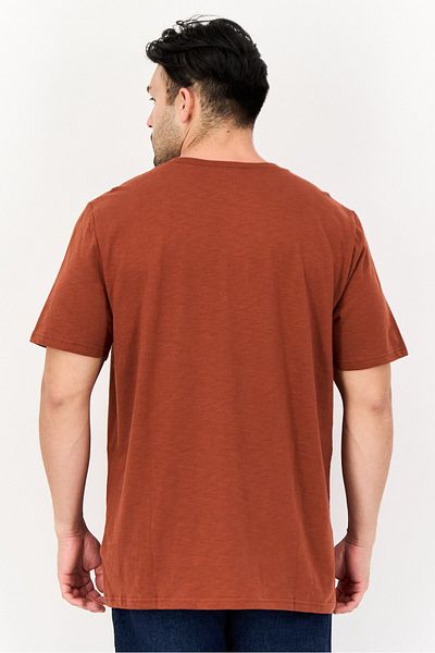 GAP Men Crew Neck Short Sleeves Plain T-Shirt, Brown