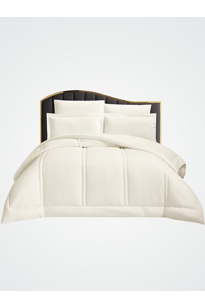 Donetella Comforter Set King Size, 6-Pcs, 260x240 cm, Striped, All Season, Microfiber, 350 GSM