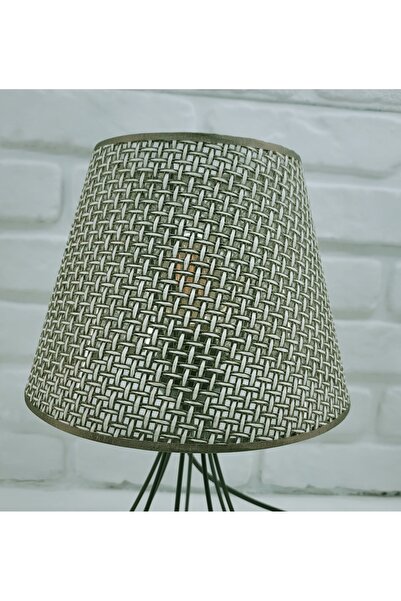 Decodelight Black Metal Conical Wire Leg Khaki Green Hazeran Hat Lampshade Table Lamp