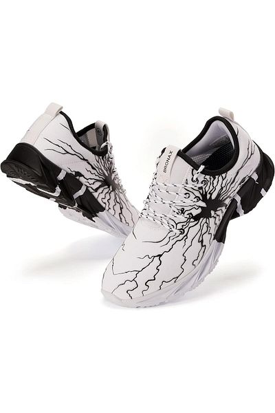BRONAX Lightweight sports shoes for men, color white, black, size 45, BRONAX