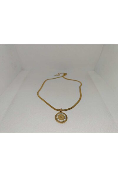 Store 316l Çeyrek Altın Desenli Paslanmaz Çelik Gold Kolye