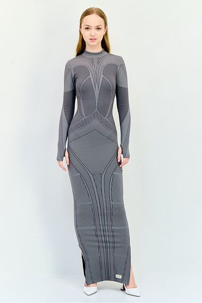 The Giving Movement Women Textured Bodycon Dress, Grey