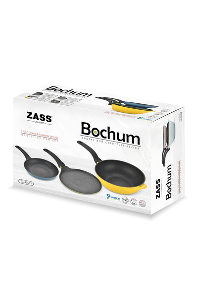 Zass Set de 3 tigăi antiaderente din aluminiu turnat sub presiune Zass Gourmet ZG-ACS 03 Color