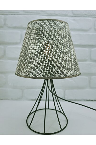 Decodelight Black Metal Conical Wire Leg Khaki Green Hazeran Hat Lampshade Table Lamp