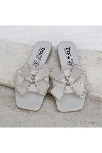 Moda fiesta Summer Women's Stoned Stylish Slippers - Bow Model