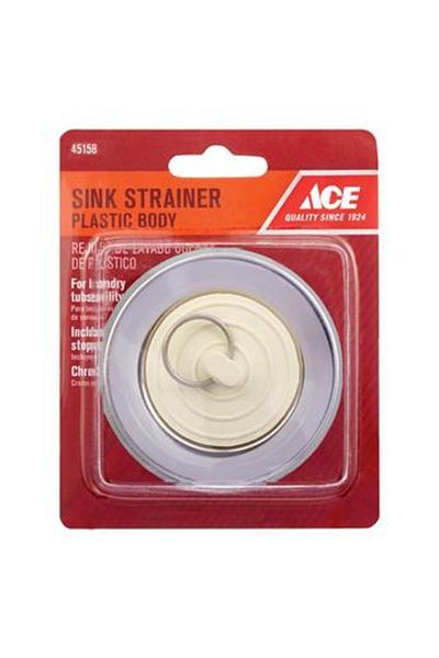 ACE Plastic Laundry Tub Strainer W/Rubber Stopper (5.08-6.35 cm)