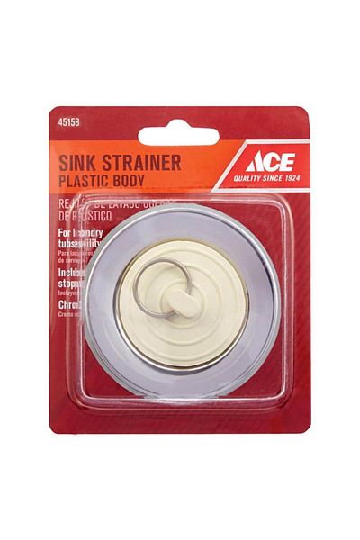 ACE Plastic Laundry Tub Strainer W/Rubber Stopper (5.08-6.35 cm)