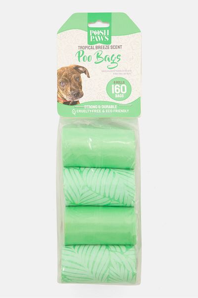 Posh Paws 8 Rolls Tropical Breeze Scent Poo Bag, Assorted