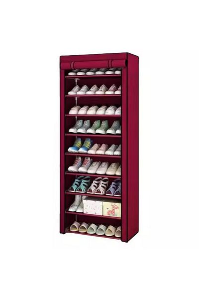 rexa 9-Tier Shoe Rack Organizer – Portable Shoe Shelf with Nonwoven Fabric Cover for Closet