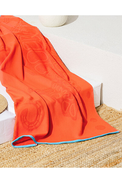 Madame Coco Hicampe 100% Cotton Beach Towel - Orange - 70X150 cm