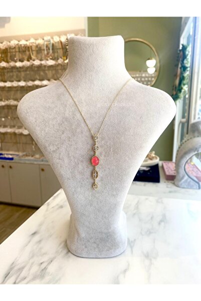 Lilyum Aksesuar قلادة على شكل حرف Y منخفضة القطع من ماركة Pink Stone