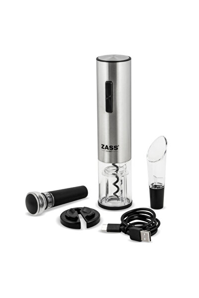 Zass Gourmet ZEWS 03 Electric Wine Opener Set, Silver