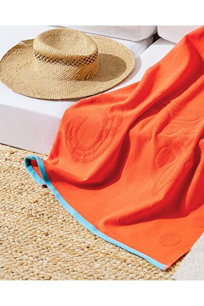 Madame Coco Hicampe 100% Cotton Beach Towel - Orange - 70X150 cm