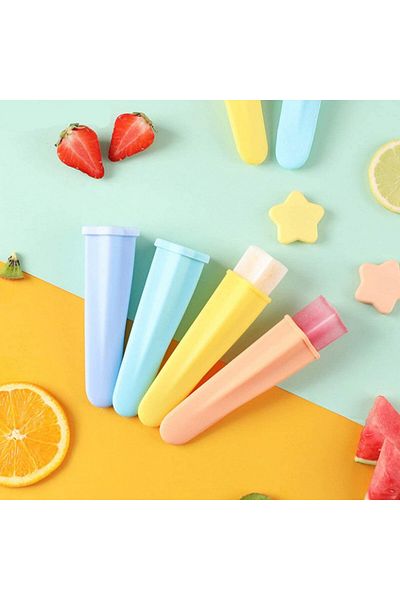 Tomicy Set of 8 Tomicy ice cream molds, silicone, multicolor, 12.9 x 3.7 cm
