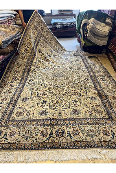 RD RAMAZAN DAĞ EL HALI SANATI El Dokuma İran Nain Halısı İpek Yün Karışımı Eb...