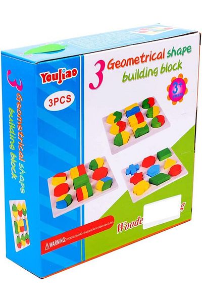 rexa Toulias Geometrical Shape Building Blocks – Educational Wooden Construction Toy – STEM Learning Set