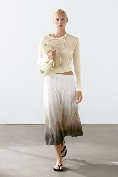 Massimo Dutti Gradient print midi skirt