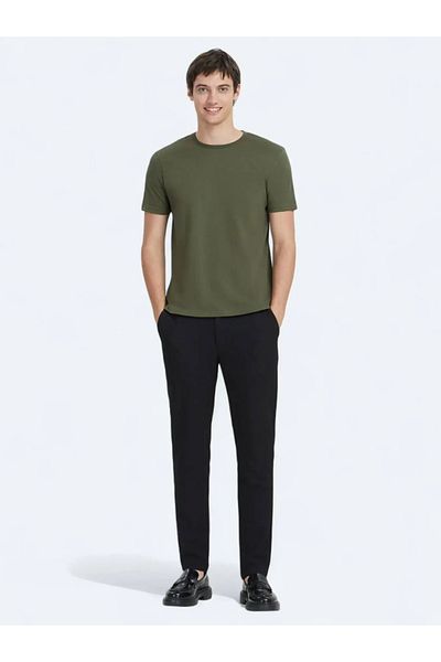 Kip Μπλουζάκι Khaki Plain Crew Neck 100% βαμβακερό