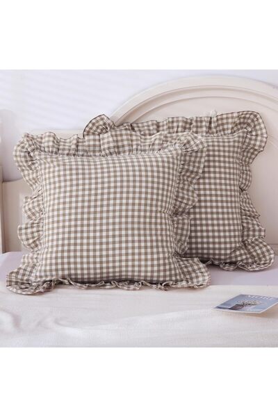 minoshes Decorative Linen Gingham Patterned Bohemian Pillow Case 1 Piece