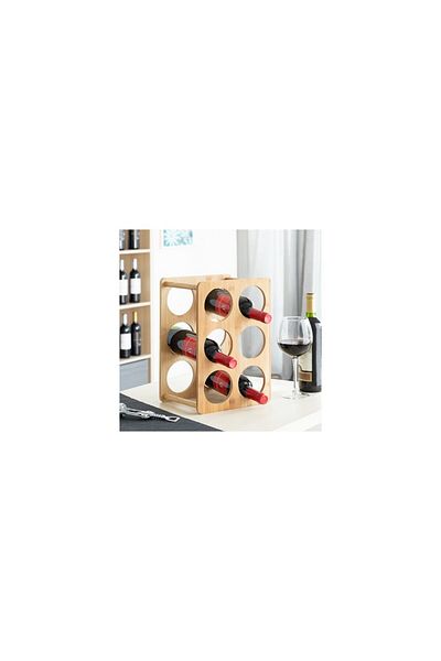 Excellent Houseware Suport Egony din bambus pentru 6 sticle, 35x24x18,5 cm