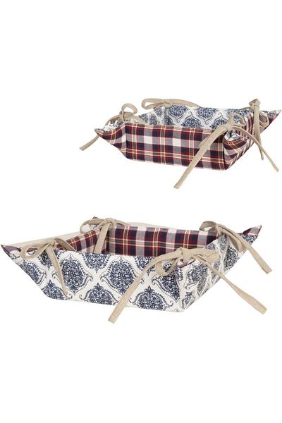 Clayre & Eef Blue Cotton Bread Basket 35 x 35 cm