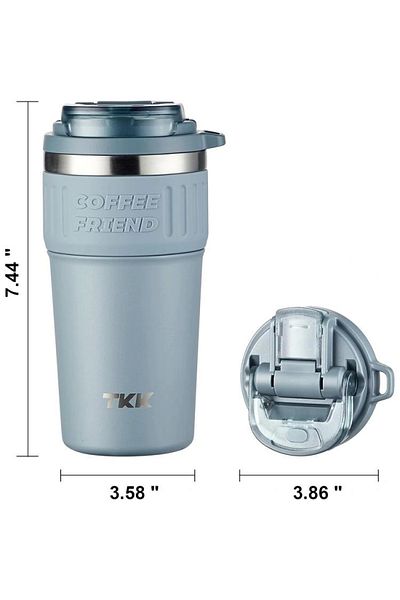 TKK Vagonli̇fe T2023 Tkk Steel Thermoses Mug with Strap with Strap 630 ml Blue