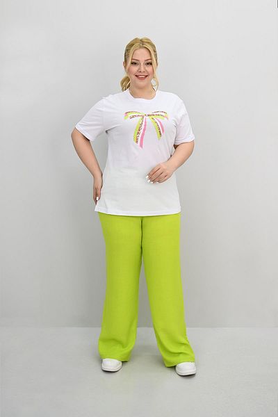 Koza Butik Women's Plus Size Ribbon Detailed Sequin Embroidered Tracksuit Set 8200-25